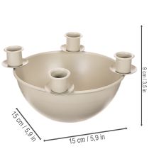 Article Porte-bougies à 4 supports, couronne de l'Avent moderne, beige, 15 cm