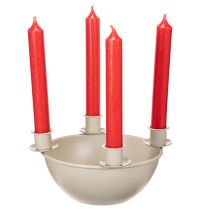 Article Porte-bougies à 4 supports, couronne de l'Avent moderne, beige, 15 cm