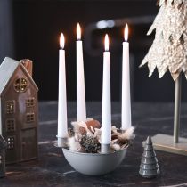 Article Porte-bougies à 4 supports, couronne de l'Avent moderne, beige, 15 cm