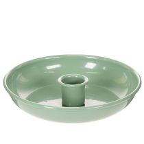 Article Bougeoir décoratif en métal vert pour bougies coniques, 13 cm
