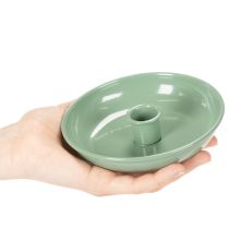 Article Bougeoir décoratif en métal vert pour bougies coniques, 13 cm