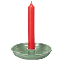 Article Bougeoir décoratif en métal vert pour bougies coniques, 13 cm