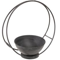 Article Bol avec pied anneau décoratif métal anthracite H29cm 2pcs