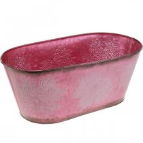 Article Bol à décor de feuilles, jardinière, décoration automne, pot métal vin rouge L38cm H15cm