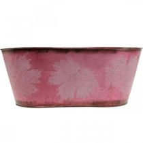 Article Bol à décor de feuilles, jardinière, décoration automne, pot métal vin rouge L38cm H15cm