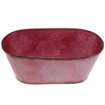 Article Bol à décor de feuilles, jardinière, décoration automne, pot métal vin rouge L38cm H15cm