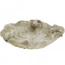 Bain d&#39;oiseau avec grenouilles, figurine de jardin en béton, bain d&#39;oiseau feuille de lotus L21cm H7cm