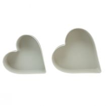 Article Bol coeur décoratif en plastique blanc gris 24/21cm lot de 2