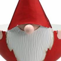 Article Bol déco gnome rouge, métal blanc Ø14cm H16cm Bol Père Noël