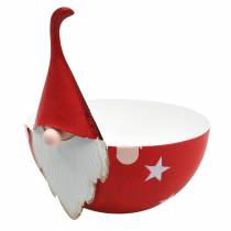 Article Bol déco gnome rouge, métal blanc Ø14cm H16cm Bol Père Noël