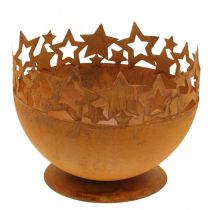 Bol en métal avec étoiles, décoration de Noël, vase décoratif patine Ø25cm H20,5cm