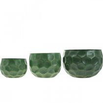 Article Bol décoratif en métal vert jardinière vintage Ø25 / 20,5 / 16,5cm lot de 3