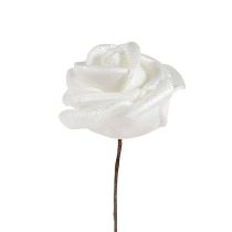 Roses en mousse blanches en nacre 2,5 cm de Ø 120 ex
