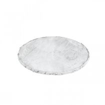 Disque en bois déco avec sous-verre blanc écorce contreplaqué Ø20cm