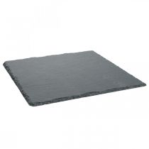 Article Assiette en ardoise carrée, plateau décoratif pierre naturelle 25×25cm 2pcs