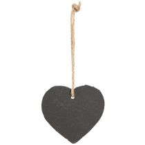 Article Ardoise petit coeur à suspendre noir 7,5cm 6pcs
