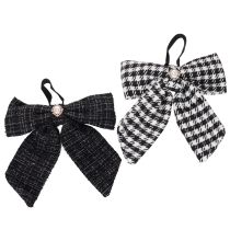 Article Nœud papillon en tissu avec broche et attache, à carreaux, 24 cm, lot de 2