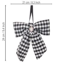 Article Nœud papillon en tissu avec broche et attache, à carreaux, 24 cm, lot de 2