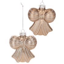 Article Ornements de Noël en verre, nœud pour suspendre, 10 cm, 2 pièces