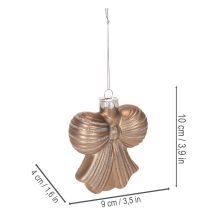 Article Ornements de Noël en verre, nœud pour suspendre, 10 cm, 2 pièces