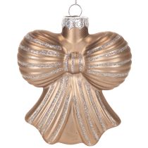 Article Ornements de Noël en verre, nœud pour suspendre, 10 cm, 2 pièces