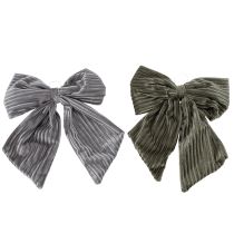 Article Nœud décoratif à suspendre, nœud de Noël, velours côtelé, 24 cm, lot de 2