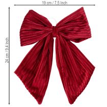 Article Nœud en velours côtelé rouge pour suspendre les décorations de Noël, 24 cm, lot de 2
