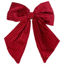 Article Nœud en velours côtelé rouge pour suspendre les décorations de Noël, 24 cm, lot de 2