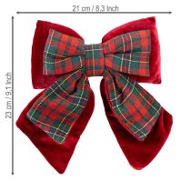 Article Nœud en velours écossais rouge pour intérieur 21 × 23 cm