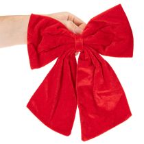 Article Nœud décoratif rouge pour décoration de Noël, 28 cm, lot de 3