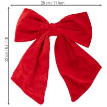 Article Nœud décoratif rouge pour décoration de Noël, 28 cm, lot de 3