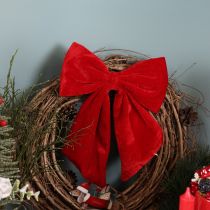 Article Nœud décoratif rouge pour décoration de Noël, 28 cm, lot de 3