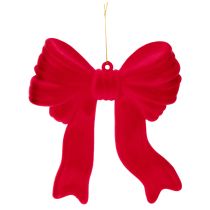 Article Nœud décoratif rouge à suspendre, décoration de Noël floquée, 22 cm