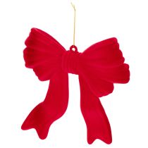 Article Nœud décoratif rouge à suspendre, décoration de Noël floquée, 22 cm