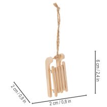 Article Traîneau décoratif à suspendre au sapin de Noël, 6 cm, lot de 6