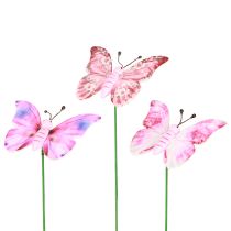 Article Bouchon décoratif papillon bois rose rose 8x5,5cm 18 pcs