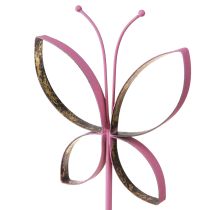 Article Support Décoratif en Métal Papillon Fuchsia Doré H29cm 2 pcs