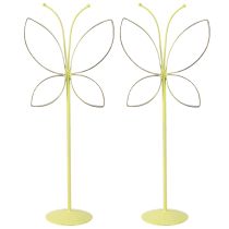 Article Support décoratif en métal papillon vert doré H29cm 2 pcs