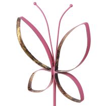 Article Décoration Métal Papillon Printemps Fuchsia Doré H35cm 2 pcs