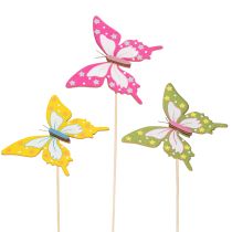 Article Piques à fleurs, fournitures de loisirs créatifs, motif papillon pour décorer les emballages cadeaux, 28,5 cm, lot de 12