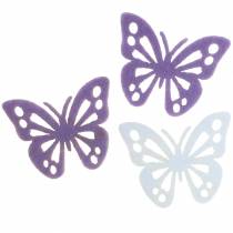 Papillon en feutre Violet/blanc  3,5x4,5cm 54 pcs