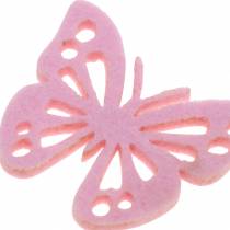 Papillon en feutre rose bonbon/blanc/rose 3,5x4,5cm 54 pcs