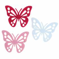 Papillon en feutre rose bonbon/blanc/rose 3,5x4,5cm 54 pcs