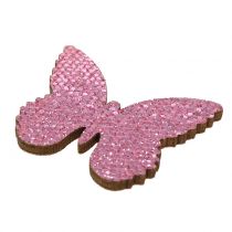 Décoration à contrôler Butterfly Pink-Glitter 5/4 / 3cm 24pcs