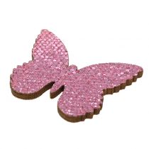Article Décoration à disperser papillon rose pailleté 5/4/3cm 24 pcs