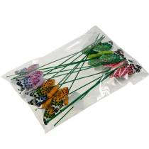 Article Papillon décoratif sur bâton fleur plug décoration printanière 16 pièces