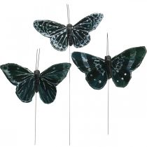 Papillons plumes noir et blanc, papillons sur fil, papillons de nuit artificiels 5.5×9cm 12pcs