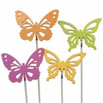 Article Clous fleurs papillon bois 7x5.5cm 12pcs assortis