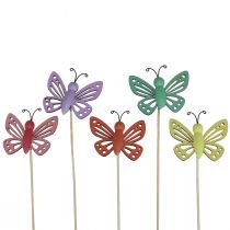 Article Bouchons de fleurs de décoration de printemps, décoration en bois papillons 6×8cm 10 pièces