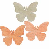 Papillons à saupoudrer Papillons décoratifs en bois orange, abricot, marron 72pcs